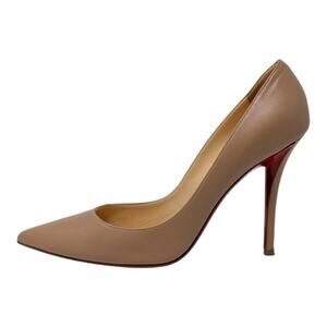 Christian Louboutin Apostrophy 100 pointed toe heel pump nude beige leather 39